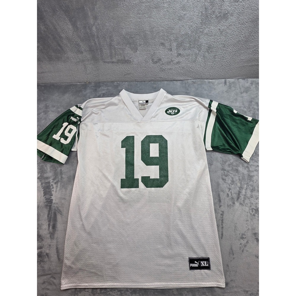 Vintage Puma New York Jets Keyshawn Johnson 19 Jersey Mens XL White Green NFL